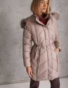 bh forever Geacă Lungă Matlasată Bej Stil Parka cu șnur în talie și blană artificială Abelasa