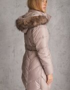 bh forever Geacă Lungă Matlasată Bej Stil Parka cu șnur în talie și blană artificială Abelasa
