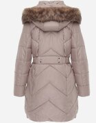 bh forever Geacă Lungă Matlasată Bej Stil Parka cu șnur în talie și blană artificială Abelasa