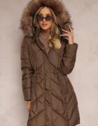bh forever Jachetă Parka Maro Lungă Matlasată cu șnur în talie și blană artificială Abelasa