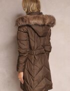 bh forever Jachetă Parka Maro Lungă Matlasată cu șnur în talie și blană artificială Abelasa