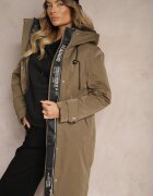 bh forever Jachetă Parka Verde închisă cu croială dreaptă cu glugă și buzunare Kaionna