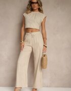 bh forever Pantaloni Bej deschis din in croi larg cu elastic în talie Filarive
