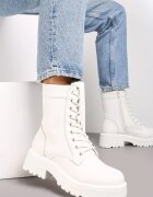  Białe Botki Workery na Grubej Podeszwie Fashia