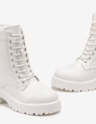  Białe Botki Workery na Grubej Podeszwie Fashia