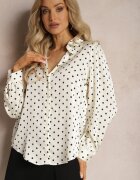 bisou's project Cămașă bej deschis cu buline cu mâneci lungi și guler Alisate