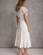 bisou's project Rochie Albă stil cămașă din bumbac ajurat legată în talie Lulilena
