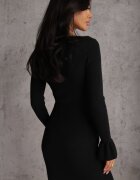bisou's project Rochie Bodycon Reiată din Vâscoză Decorată cu Decupaj și Nasturi Neagră Nevelaura