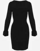 bisou's project Rochie Bodycon Reiată din Vâscoză Decorată cu Decupaj și Nasturi Neagră Nevelaura