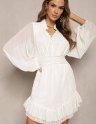 bibous project Rochie Mini Bej cu elastic încrețit și mâneci transparente Janay