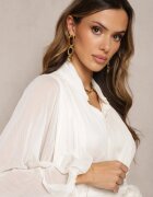 bibous project Rochie Mini Bej cu elastic încrețit și mâneci transparente Janay