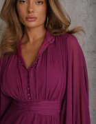 bibous project Rochie Mini Mov cu elastic încrețit și Mâneci Transparente Janay