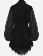 bisou's project Rochie Mini Neagră cu bandă elastică încrețită și Mâneci transparente Janay
