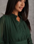 bibous project Rochie Mini Verde închis cu elastic încrețit și mâneci transparente Janay