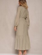 bisou's project Rochie Verde închis din viscoză cambrată cu fustă amplă stil cămașă Emlio