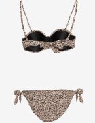  Bikini Bej închis Sutien Întărit cu Decorațiune și Chiloți cu Șnururi pe Laterale Aromarie