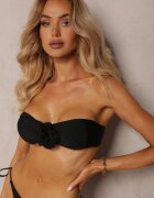  Bikini din 3 piese Negru Sutien și Chiloți cu Aplicații Florale Pareo din Plasă Irisel