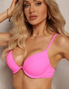  Bikini Fucsia Sutien Intărit cu Închidere la Spate și Chiloți Tip Slip Ermarie