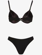  Bikini Negru Sutien întărit cu închidere la spate și Chiloți tip slip Ermarie