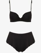  Bikini Negru Sutien întărit cu Zirconii și Pantaloni scurți de baie cu elastic în talie Rilamia