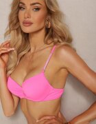  Bikini roz Sutien întărit cu zirconii și Pantaloni scurți de baie cu elastic în talie Rilamia