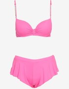  Bikini roz Sutien întărit cu zirconii și Pantaloni scurți de baie cu elastic în talie Rilamia