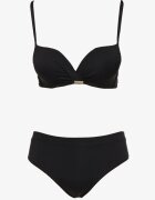  Bikini Sutien Push-Up și Slip Clasic Negru Pevbia