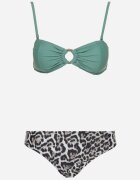  Bikini Verde închis cu imprimeu de leopard cu bretele subțiri Naiahes