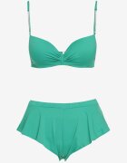  Bikini Verde Sutien Intărit cu Zirconii și Pantaloni scurți de înot cu Talie Elastică Rilamia