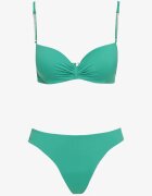  Bikini Verde Sutien Intărit cu Zirconii și Pantaloni scurți de înot cu Talie Elastică Rilamia