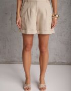 bisou's project Bermude Pantaloni scurți Bej Lărgi din Bumbac High Waist Farsefia