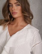 bisou's project Bluză Albă Eterică din Bumbac Ornată cu Volane și Elastic în Talie Cezarelle