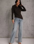 bisou's project Bluză Maro Longsleeve cu Croială Asimetrică cu Pernuțe la Umeri Tusandia