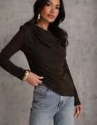 bisou's project Bluză Maro Longsleeve cu Croială Asimetrică cu Pernuțe la Umeri Tusandia