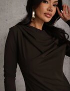 bisou's project Bluză Maro Longsleeve cu Croială Asimetrică cu Pernuțe la Umeri Tusandia