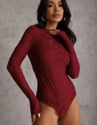 bisou's project Body Bordo Longsleeve din Dantelă cu Bumbac Zenisesa