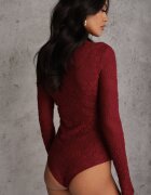 bisou's project Body Bordo Longsleeve din Dantelă cu Bumbac Zenisesa