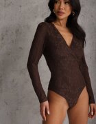 bisou's project Body Maro cu mânecă lungă cu decolteu petrecut cu imprimeu floral Zenneva