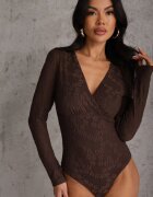 bisou's project Body Maro cu mânecă lungă cu decolteu petrecut cu imprimeu floral Zenneva