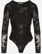 bisou's project Body Negru cu Dantelă cu Mâneci Transparente Esalinda