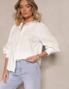 bisou's project Cămașă Albă cu Bumbac Vâscoză și In Decorată cu Broderie Zenvesin