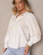 bisou's project Cămașă Albă cu Bumbac Vâscoză și In Decorată cu Broderie Zenvesin
