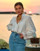 bisou's project Cămașă Albă cu Guler tunica și Dantelă Phaeninca