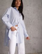 bisou's project Cămașă albastră supradimensionată din bumbac cu nasturi eleganți Rhenenore
