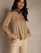bisou's project Cămașă Bej din Imitatie de Piele intoarsa cu Revere Retilda