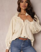 bisou's project Cămașă bej oversize din bumbac Endona