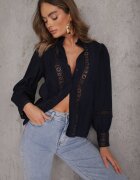 bisou's project Cămașă bleumarin cu guler tunica și dantelă Phaeninca