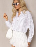bisou's project Cămașă Clasică Albă Decorată Cu Model În Dungi Subțiri Anizel
