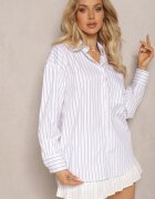 bisou's project Cămașă Clasică Albă Decorată Cu Model În Dungi Subțiri Anizel