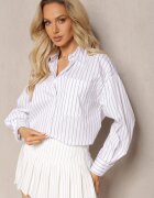 bisou's project Cămașă Clasică Albă Decorată Cu Model În Dungi Subțiri Anizel
